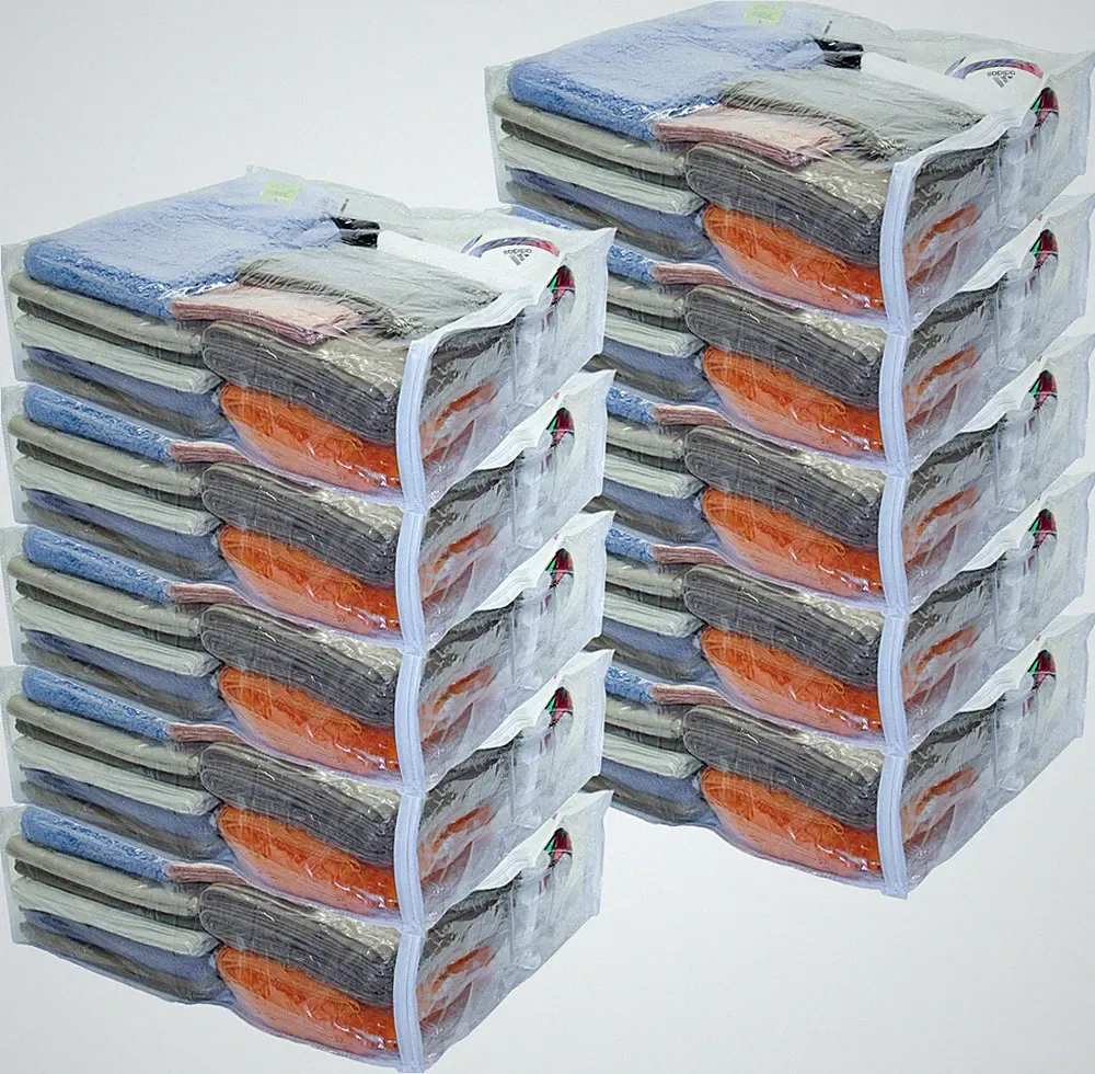 10-Pack Clear Vinyl Zippered Storage Bags 24 x 27 x 7 for Comforters and Bedding