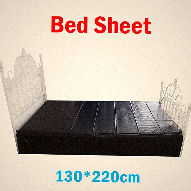 130*220cm Shiny PVC Vinyl Waterproof Bed Sheet for Adult Wet Game Wet-Look Black
