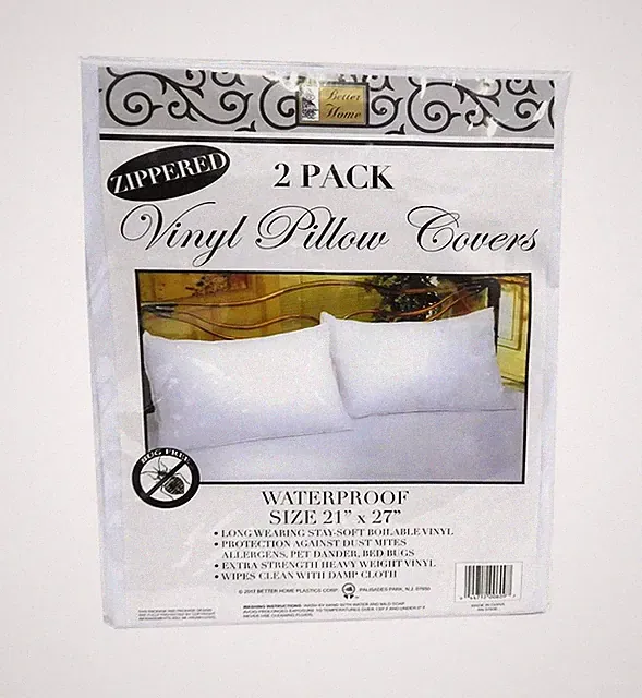 2 Deluxe Zippered Vinyl Pillow Covers Protects Against Bed Bugs Sanitary Home