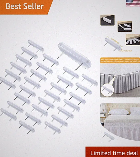 30-Piece Bed Skirt Pins or Holders - Plastic Head Double Bed Skirt Holding Pi...