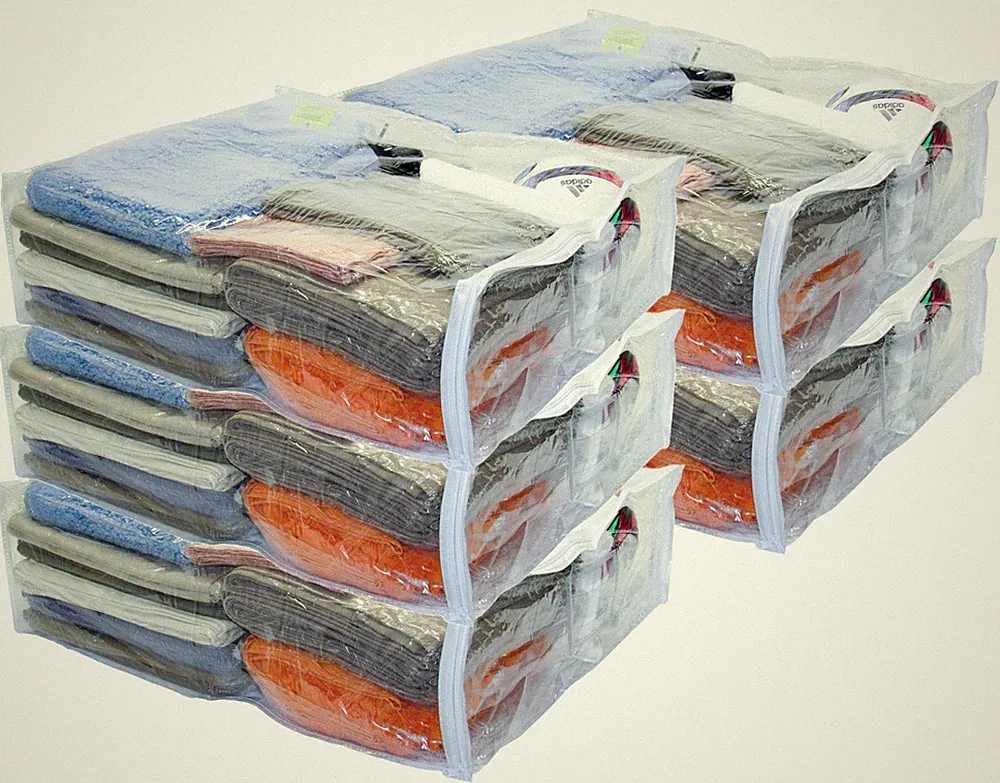 5-Pack Clear Vinyl Zippered Storage Bags 24 x 27 x 7 for Comforters and Bedding