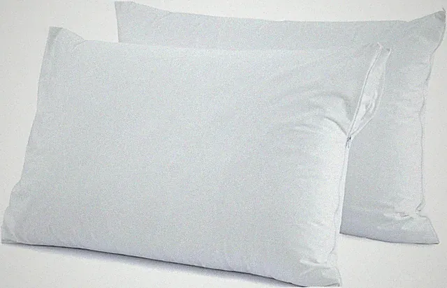 6 Deluxe Zippered Vinyl Pillow Covers - Waterproof 21" x 27", White