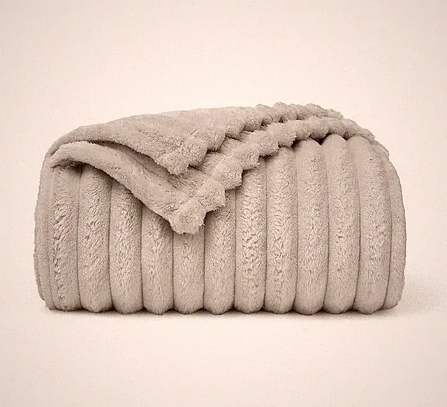 Bedsure Plush Fleece Ribbed Throw Blanket 50x60 Extra Fluffy Cozy Soft | NEW
