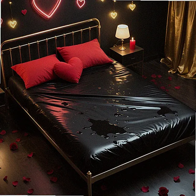 Black Vinyl Queen Mattress Protector Waterproof for Essential Oil Massage Spa...