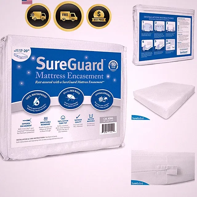 Cal King Mattress Encasement Waterproof Bed Bug Proof Hypoallergenic Cover
