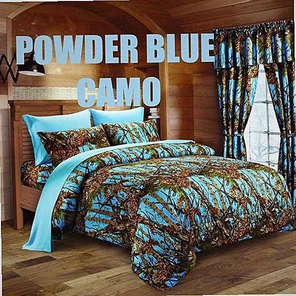 CAL KING SIZE 1 PC POWDER BLUE CAMO COMFORTER CALIFORNIA