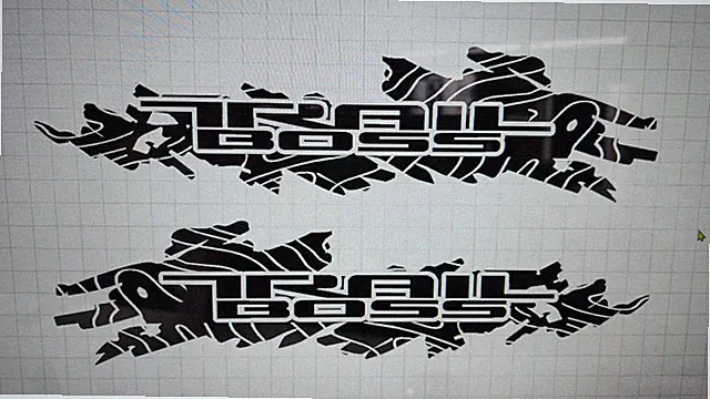 Chevy Trail Boss bed Vinyl Decals Topographical Splash Graphics. Set