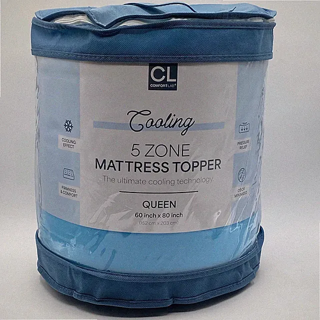 ComfortLab 5 Zone Cooling Gel Memory Foam Queen 60" x 80" Mattress Topper Blue