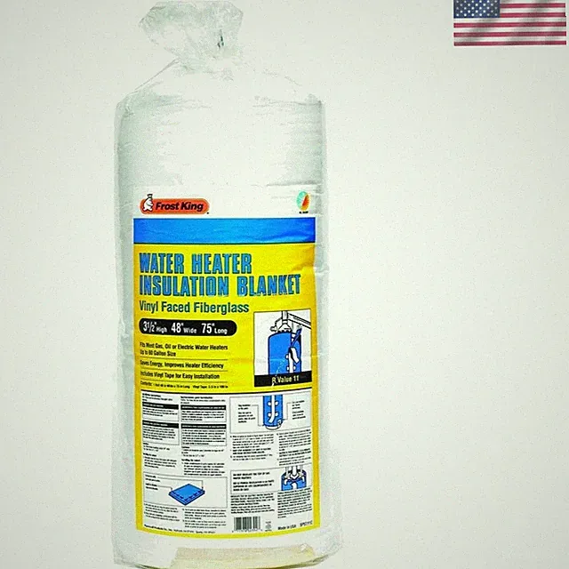 Essential Water Heater Insulation Blanket with Plastic Tape, 48” x 75”, 3” Thick