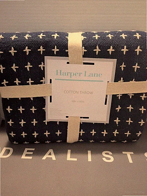 Harper Lane Blue With White Cotton Throw Blanket 50x60 Brand New
