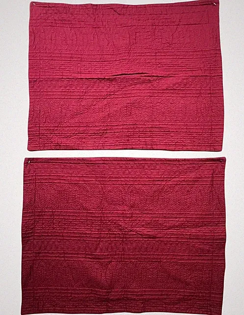 Johnson Home Standard Quilted Pillow Shams Red Textured Bedding Lot of 2
