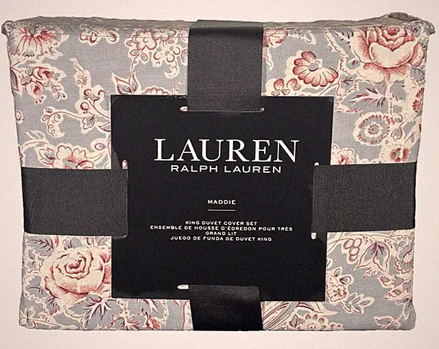 Lauren Ralph Lauren Maddie Floral KING Duvet Cover Set Blue Multi 100% Cotton