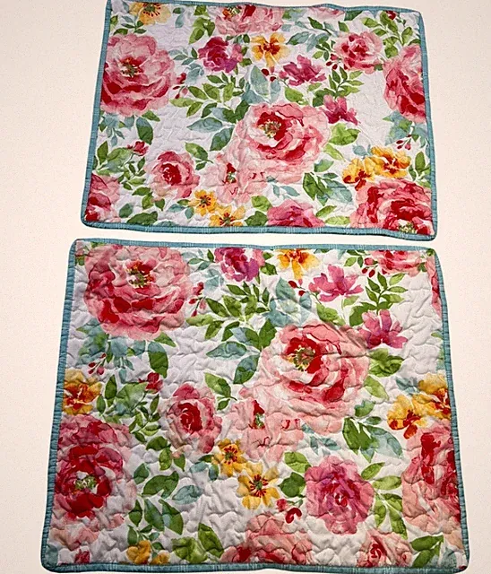 Lot Of 2 Member's Mark Cozy Boho Floral Quilted Pillow Shams Envelope Closure