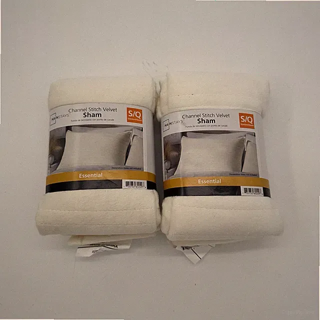 Mainstays Channel Stitch Velvet Pillow Sham Lot 2 Standard Queen Vanilla Cream