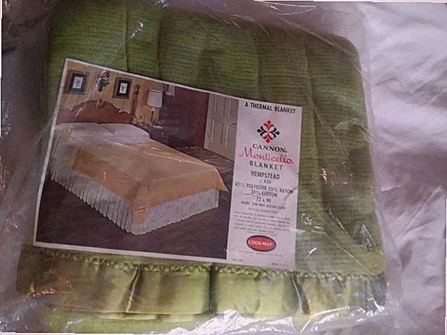Nos Sealed Cannon Monticello Blanket Hempstead 634 72"x90" Satin Trim VINTAGE US