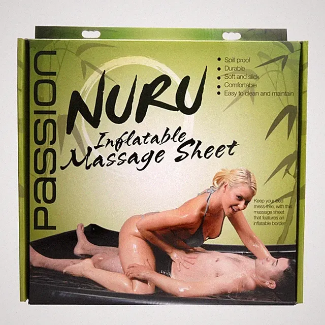 Nuru Inflatable Vinyl Sheet Queen Size + Waterproof Play Fantasy Mat Blk