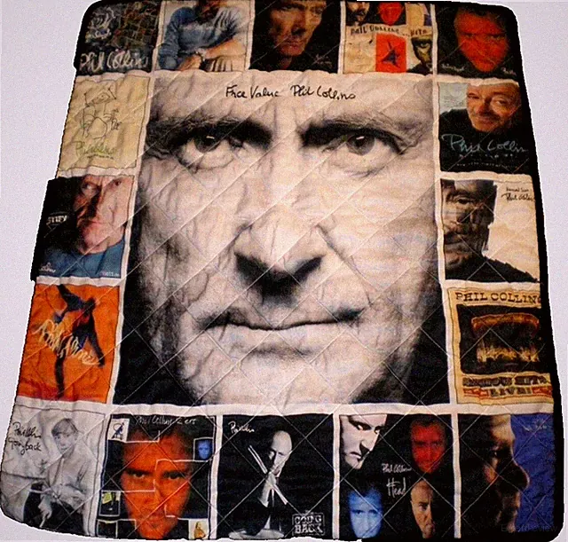 PHIL COLLINS~ Record Cover Art SOLO ALBUMS SINGLES Quilted Blanket (43.5" X 37")