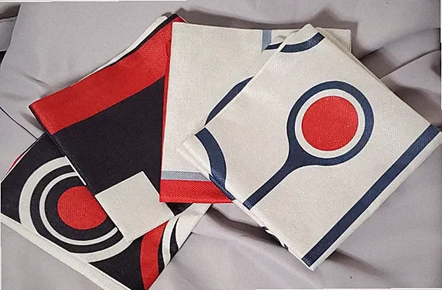 Pillow Sham Retro Covers 17 x 17 Red White Black 70’s Geometric Mid Century Mod
