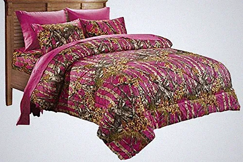 QUEEN SIZE HOT PINK CAMO 1 PC COMFORTER BED SPREAD ONLY CAMOUFLAGE WOODS