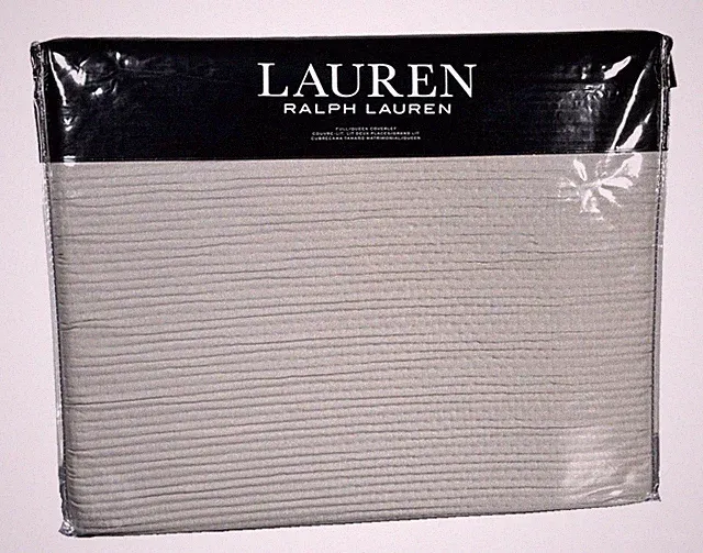 Ralph Lauren Light Gray Queen Coverlet Blanket Textured Cotton Spencer Matelassé