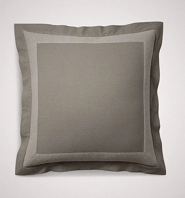 RALPH LAUREN Sascha Euro Sham Tonal Smocking Frame Stone Grey $135 Cotton