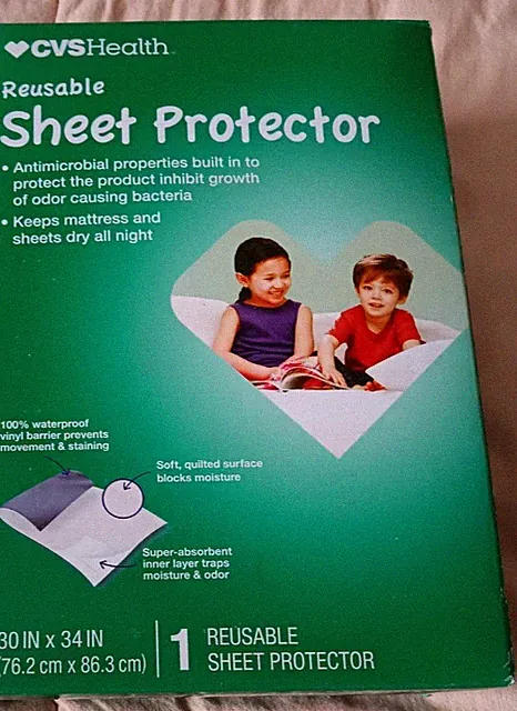 Reusable Children's Mattress Sheet Protector Antimicrobial 100% Waterproof Vinyl