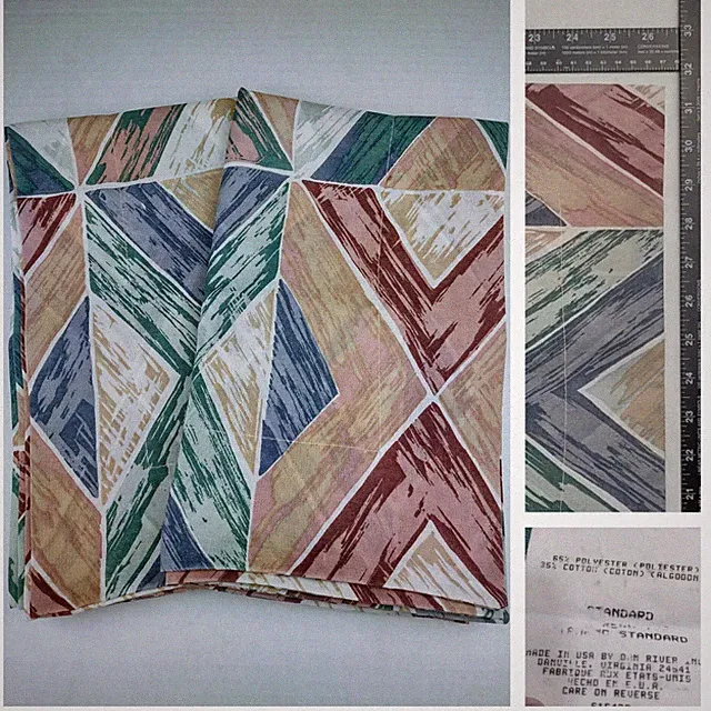 Vintage Dan River Set Of 2 Pillow Shams Standard Size 20x26+3 Flanged USA