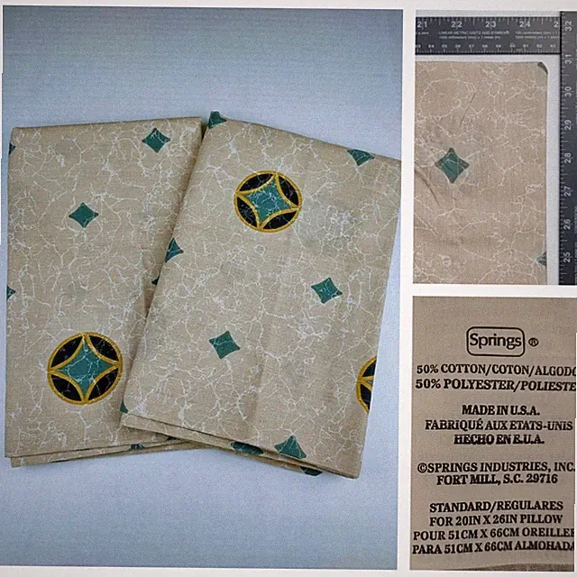 Vintage Set Of 2 Pillow Shams Standard Size 20x26+3 Flanged Pairs Made In USA