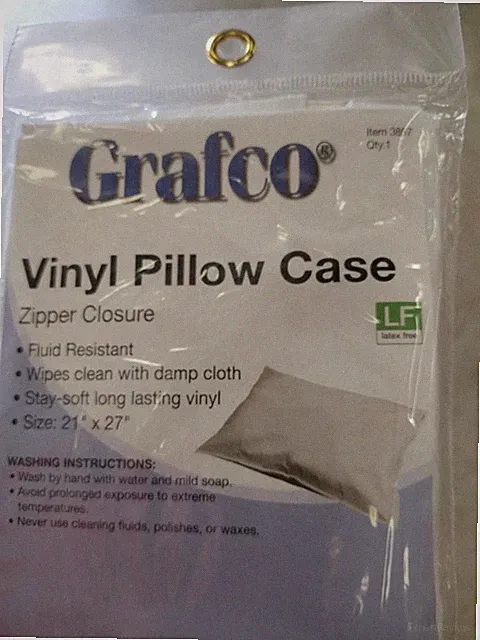 Vinyl Pillow Case Pillowcase Zipper Closure 21 X 27" White PVC 4 mil thickness