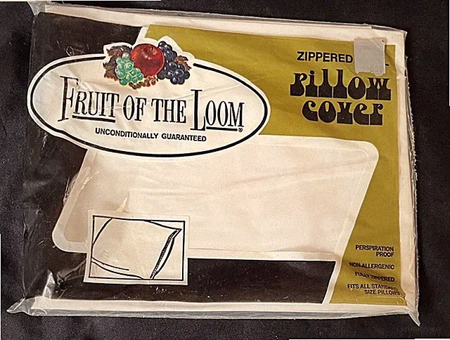 Vtg 70s FRUIT OF THE LOOM Vinyl Zippered Pillow Cover NIP MCM Bedding