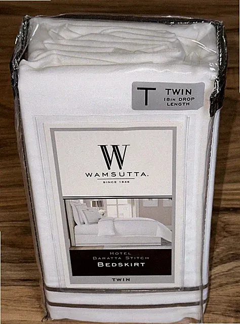 Wamsutta Hotel Baratta Stitch Charcoal Twin Bedskirt | 18” Drop Dust Ruffle
